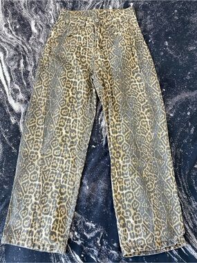 Unbranded Leopard High Waist Wide Let Denim Jeans size Small / 4